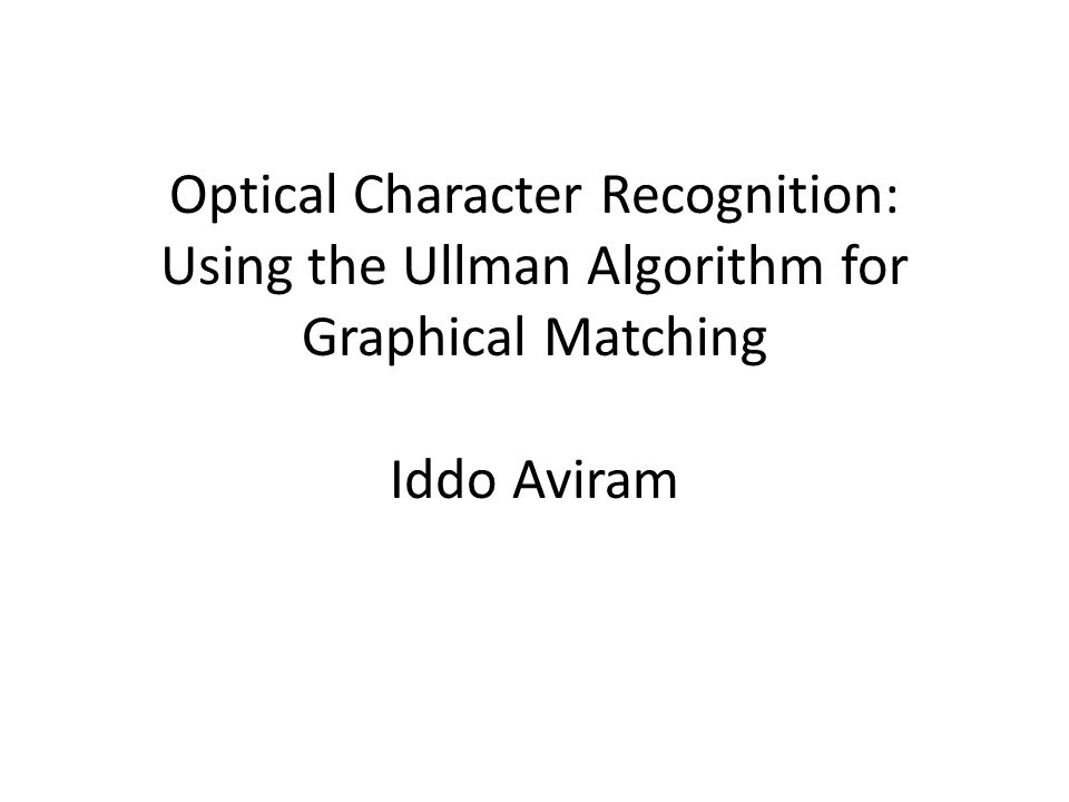 optical character recognition algorithm pdf